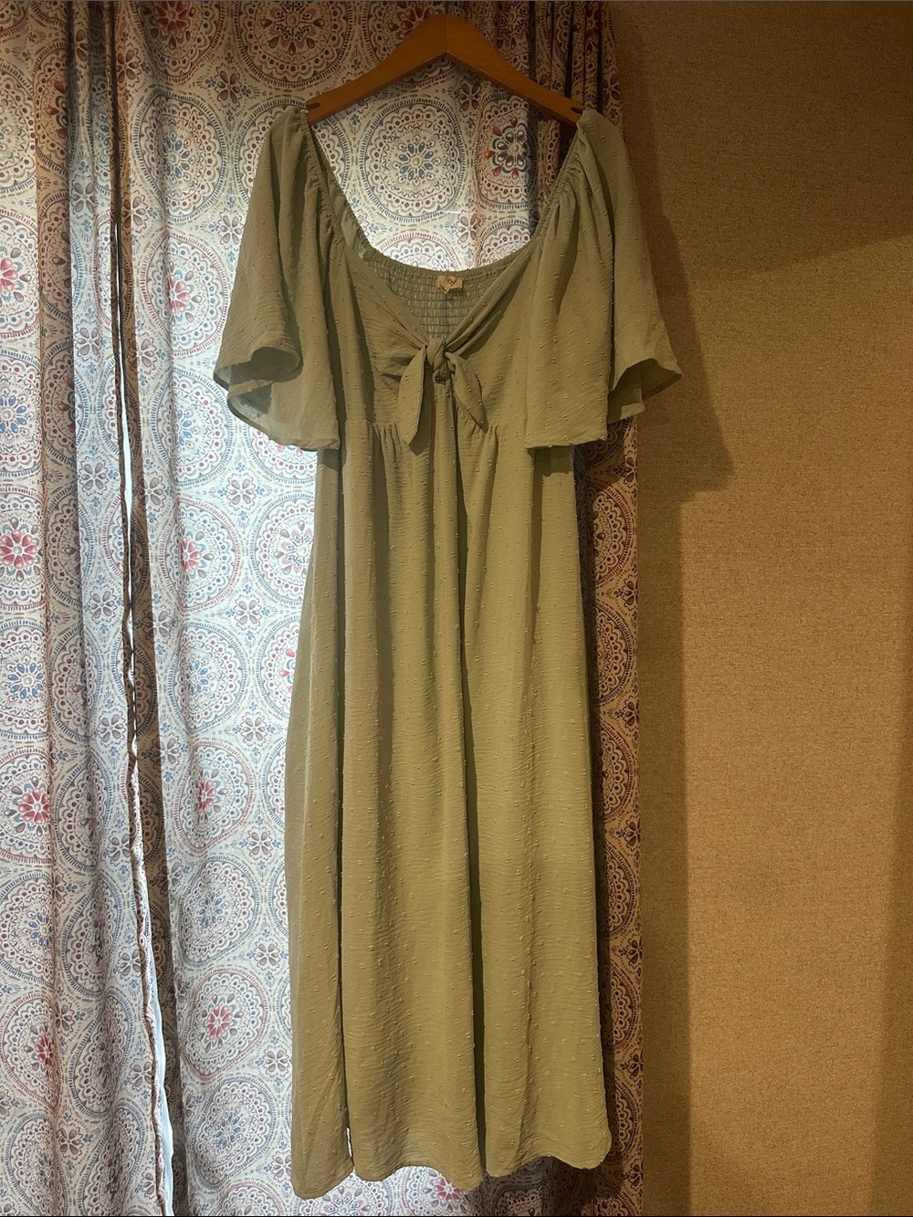PINK BLUSH Mint Green Midi Dress with Tie Front